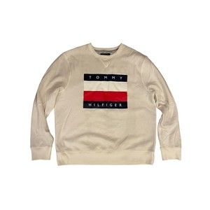 Tommy Hilfiger Men's Logo Crewneck Long Sleeve  Sweatshirt Mens X-Large White xl